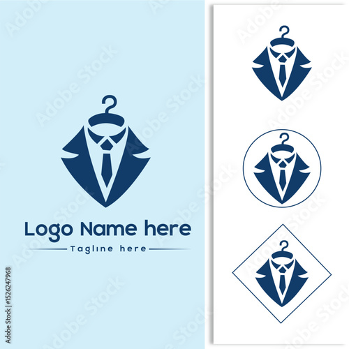 Elegant Suit and Tie Hanger Logo Design – Professional Tailoring, Laundry, Fashion Brand Identity Vector