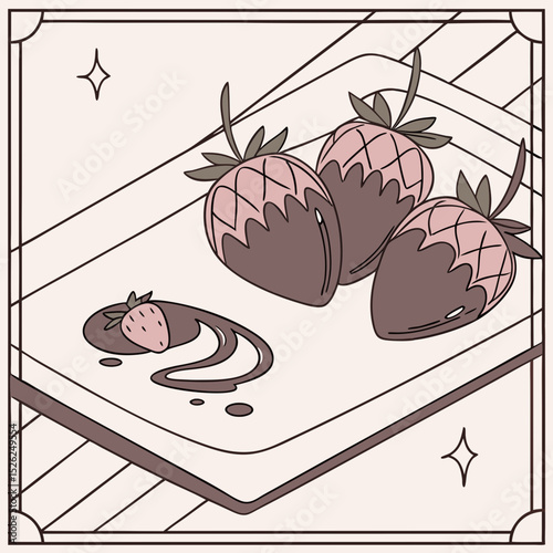 Delicate Chocolate Covered Strawberries on a Serving Tray