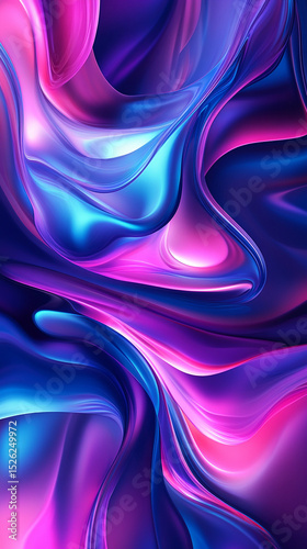 Abstract Swirling Liquid Neon Colors Vibrant Pink, Blue, Purple Fluid Art Background