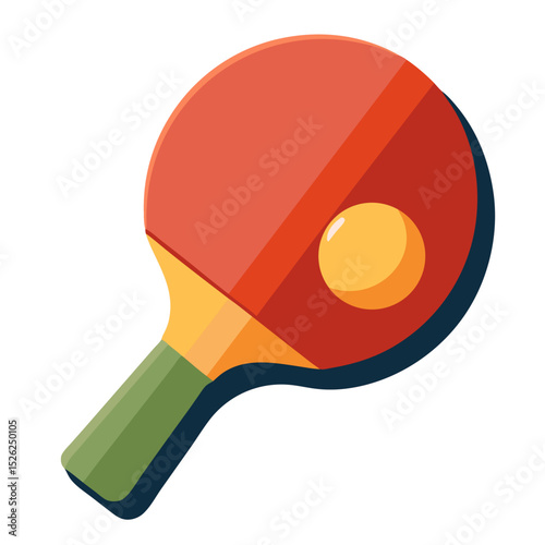 a table tennis paddle with a red surface, orange ball