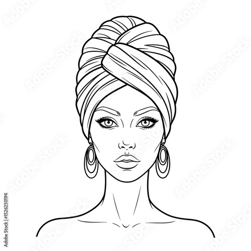 Young woman with a turban showing confidence in a minimalist style