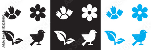 Spring Season Icon. Vector for Flower, plant, gardening, nature, , bunny, leaf, clover, growth, camp, bloom etc  . Vector illustration. isolated on white and black background. EPS 10