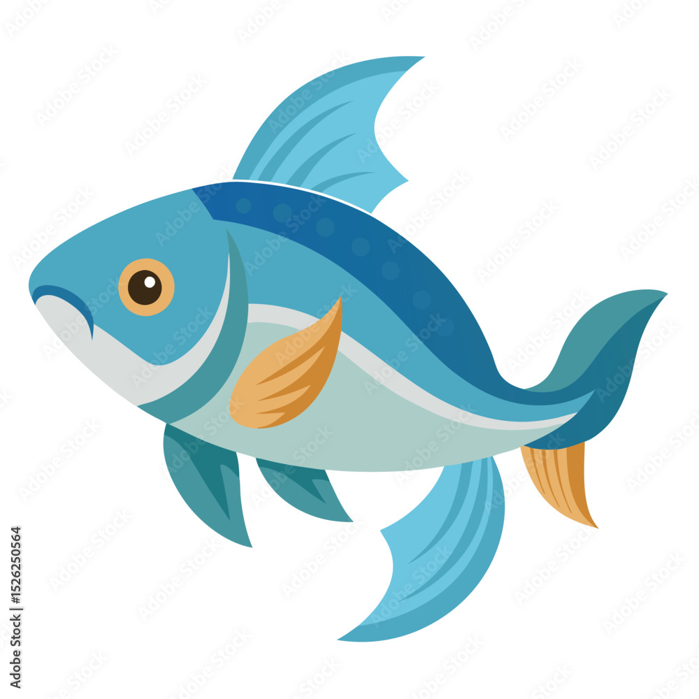 Obraz premium Adorable cartoon fish ocean animal illustration