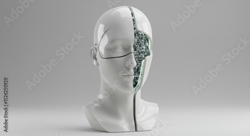 Split head sculpture minimalist concept