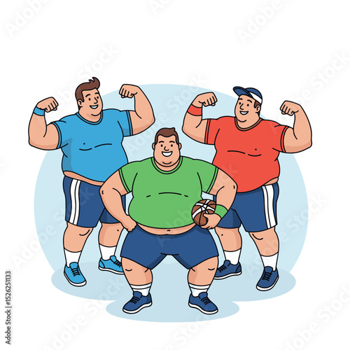 Diverse Plus-Size Male Athletes - Simple Illustration