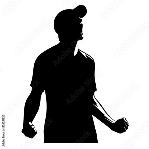 black silhouette of a man, Excited Figure Silhouette