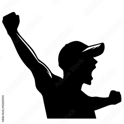 black silhouette of a man, Excited Figure Silhouette