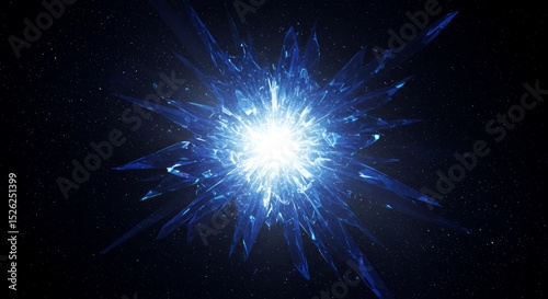 Abstract, crystalline explosion in space