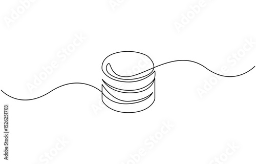 Single one line drawing pile of coin. Bank concept. Continuous line draw design graphic vector illustration., Coins money in simple linear style. Editable outline illustration.
