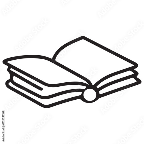 A minimalist, black outline icon of an open book Simple black and white open book icon.