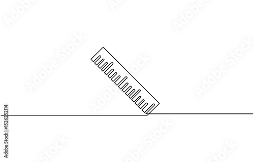 ruler line icon. one line continuous style. sketch, unique, line art concept. used for icon, symbol, sign, Continuous line drawing of online learning, school supplies, stationery.