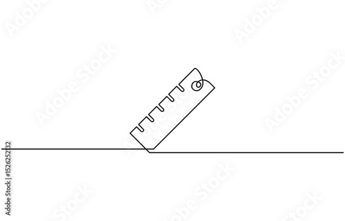 ruler line icon. one line continuous style. sketch, unique, line art concept. used for icon, symbol, sign, Continuous line drawing of online learning, school supplies, stationery.