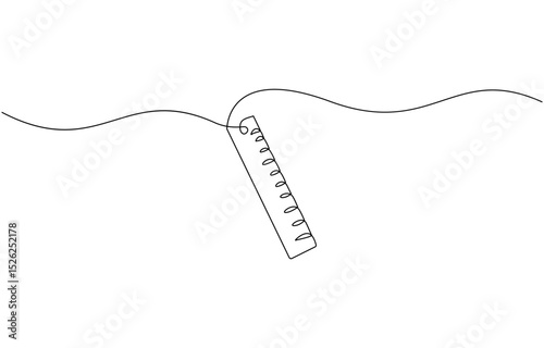 ruler line icon. one line continuous style. sketch, unique, line art concept. used for icon, symbol, sign, Continuous line drawing of online learning, school supplies, stationery.