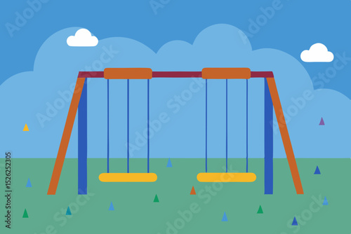 Joyful Swing Set  A Delightful Playground Illustration