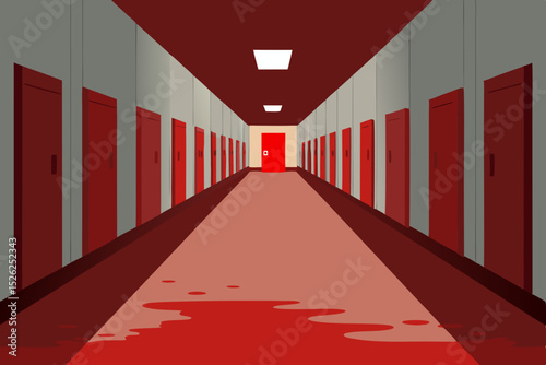 Blood Stained Hallway A Gory Red Corridor of Mystery and Intrigue