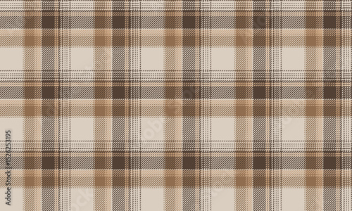 Seamless plaid pattern, cream, brown, warm, classic feel, suitable for designing clothes, skirts, pants or vintage and elegant style apparel, vector illustration.