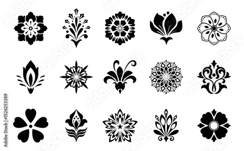 Flower icons set. Isolated elements for design. Vector graphics.