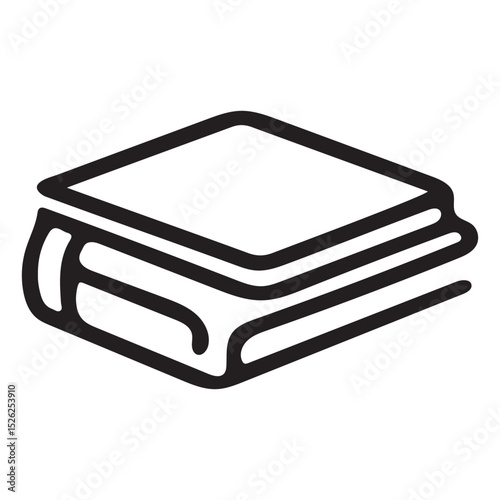 Simple black line drawing of a book A basic, graphic illustration of a book, perfect for educational resources, book stores, or any content related to literature.