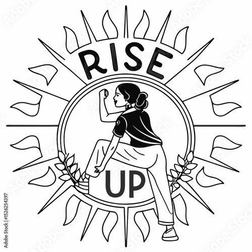 Empowering Woman Rising Up A Graphic Illustration of Strength and Determination