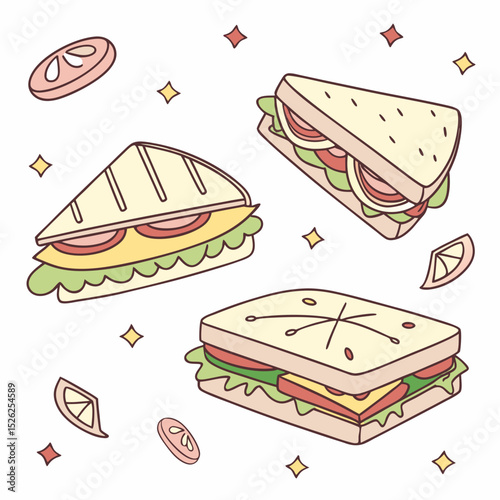Delicious, Colorful, and Appetizing Sandwiches with Fresh Ingredients and Details.