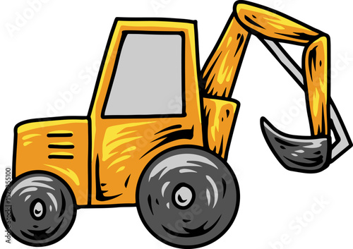 Cartoon backhoe loader illustration
