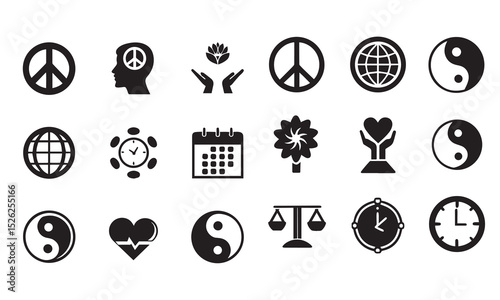 World globe icon ying yang sign hearts love vector