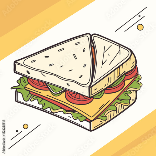 Delicious Triangular Sandwich with Tomato and Cheese Filling
