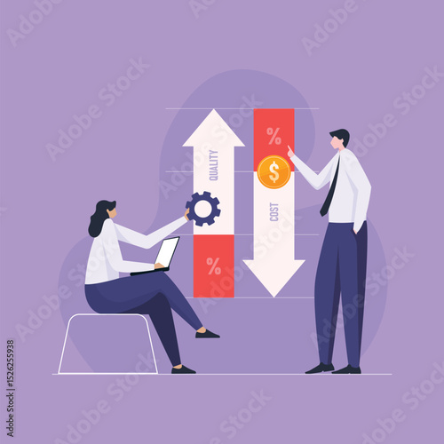 Optimizing cost and quality control, Business team drives efficiency, ensuring reduced expenses and enhanced performance through strategic management
