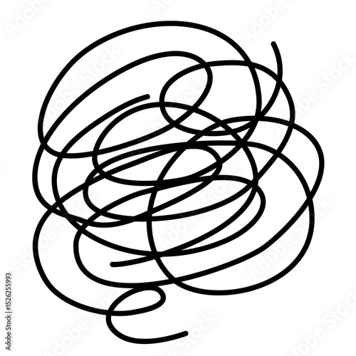 混乱、考え中のグチャグチャ、モヤモヤ線のイラスト素材