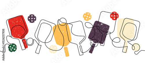Pickleball pattern isolated on white background. Vector illustration.