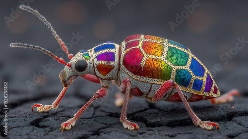 Vibrant Rainbow Jewel Beetle Macro Photography