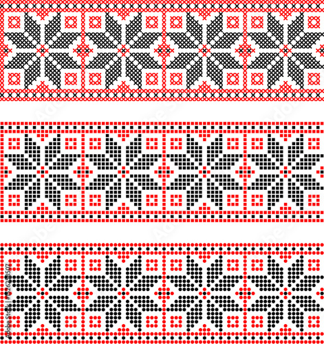 Vector illustration of Ukrainian ornament in ethnic style, identity, vyshyvanka, embroidery for print clothes, websites, banners. Background.