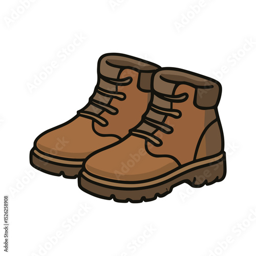 Vector illustration of brown hiking boots. Sturdy footwear with laces, designed for outdoor activities, trekking, hiking, and casual fashion. Perfect for lifestyle, travel, adventure, and camping them