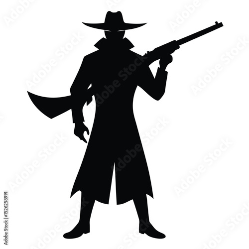 Mysterious gunslinger silhouette western outlaw