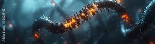 Abstract Digital Design with Glowing Elements and Dark Background