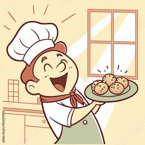 Joyful Chef Presenting Delicious Homemade Cookies