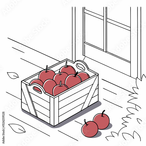 Wooden Crate of Red Apples Near a Doorway