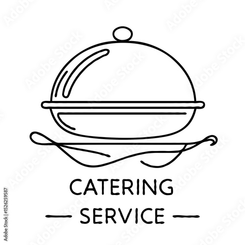 Catering service logo illustration with cloche and elegant design  