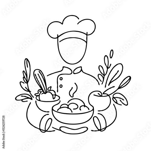 Chef preparing meals with vegetables and utensils in a kitchen  