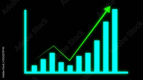 graph chart growing business concept. Arrow rising on graph scale symbols. Abstract business growth and graph chart icon animation background. graph chart icon animation background. 4k background