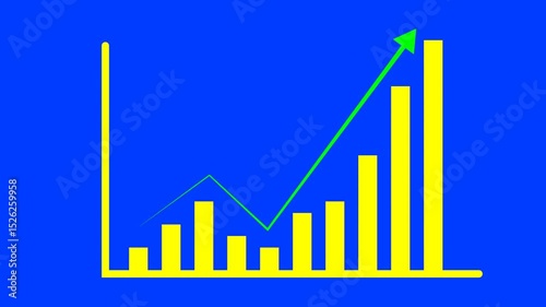 success and profit concept future target success plan business. Business growth infographic animation, business graph. Growing business graph icon. on a Blue background. 4k background