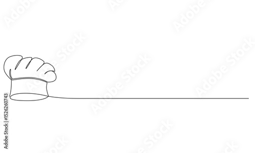 One line drawing illustration of hat chef.Symbol of cooking and restaurant kitchen in simple linear style. Professional uniform.