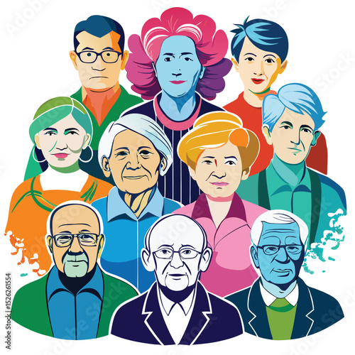 Diverse group of senior citizens smiling together