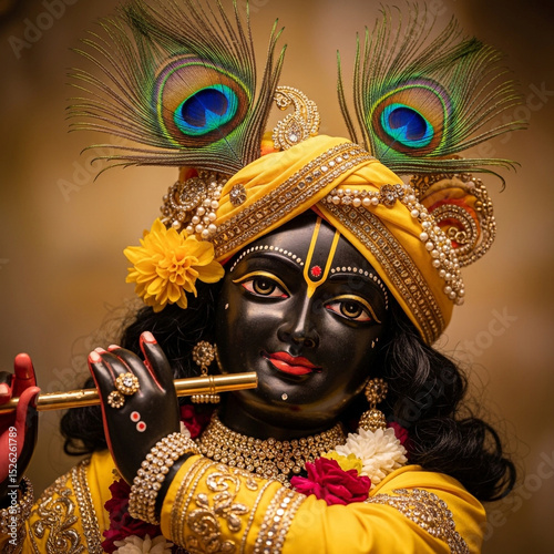 Majestic Krishna, Flute Pla...