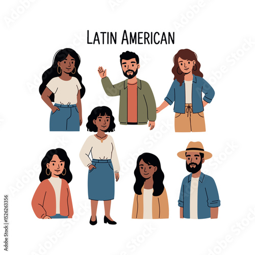 Diverse Latin American People - Simple Illustration