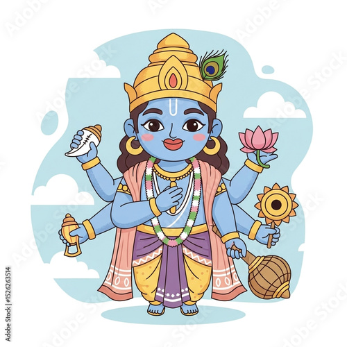 Adorable Hindu God Vishnu C...