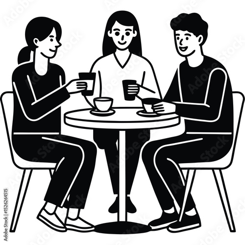 Friends enjoying coffee together at a cafe