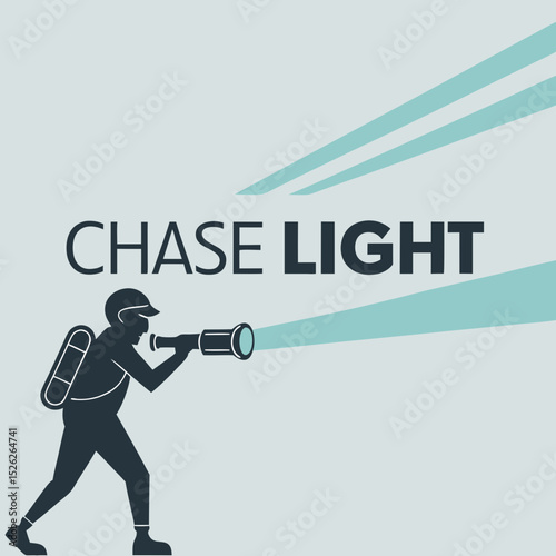 Chase Light A Silhouette Figure with a Flashlight in Pursuit of Illumination