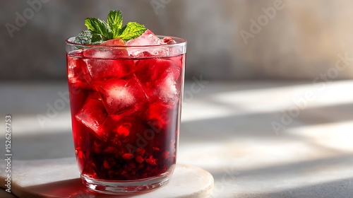 Wallpaper Mural Refreshing Red Berry Cocktail with Ice and Mint Garnish Torontodigital.ca