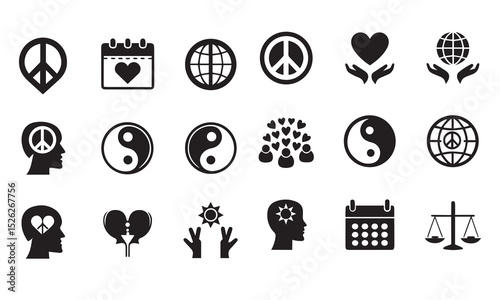 World globe icon. Ying yang sign